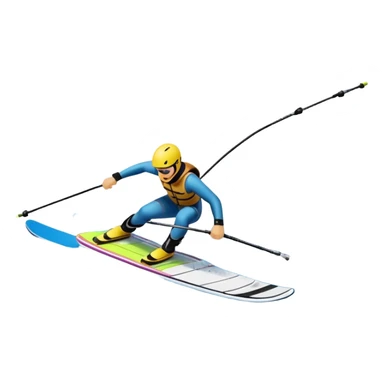 An icon featuring a close-up collage of water skis, splashing water across the surface. The design highlights the motion of the skis cutting through the water. Transparent background emphasizes the thrill of water skiing. sticker
