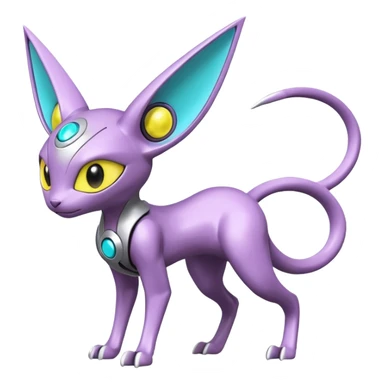 Mechanical Miraidon-Espeon-Mewtwo-Fakémon-hybrid-creature (full body)  with yellow eyes and cyan markings sticker