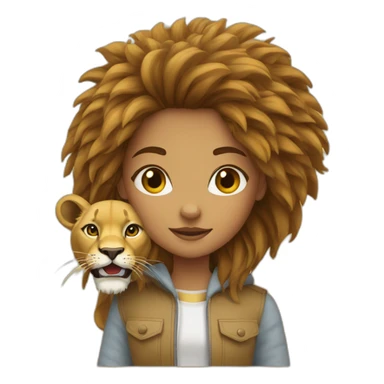 Fille sur un lion sticker