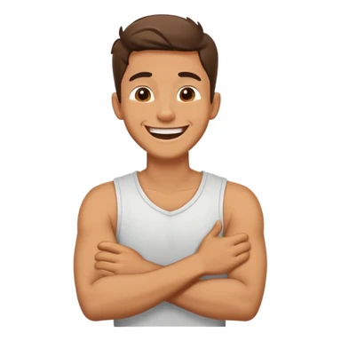 Arms crossed around neck laughing guy  sticker