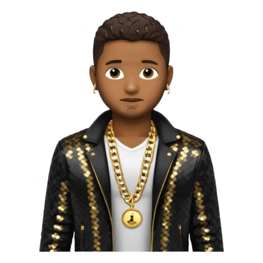 Usher with dark brown hair, black sequin jacket, shirtless with necklace  sticker