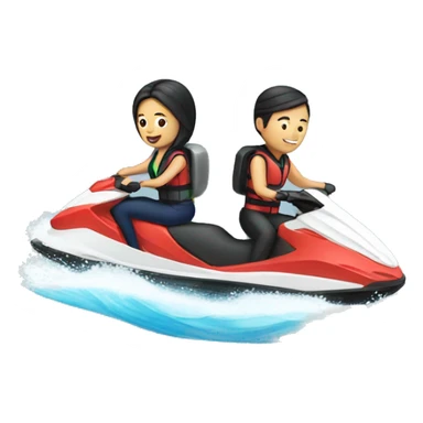 Asian couple on jet ski sticker