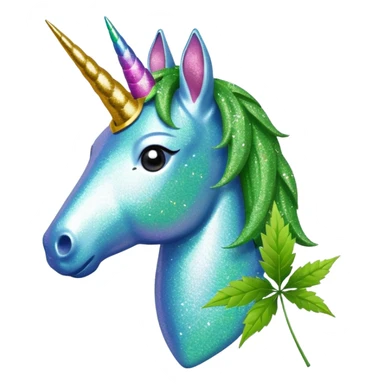  a Glitter unicorn with a Weed leaf sticker