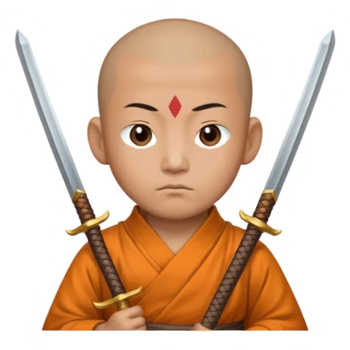 Monk with two swords in two hands sticker