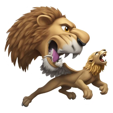 Eagle biting a lion sticker
