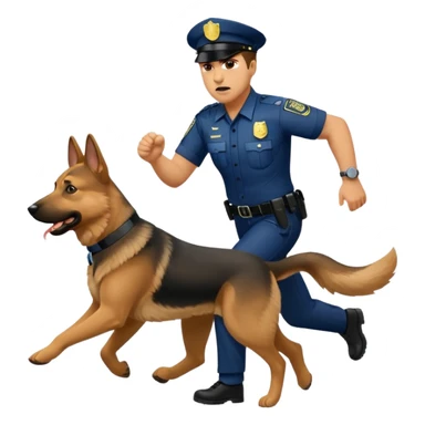 Police with dog is angry and police is running sticker
