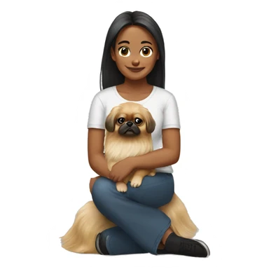 Women with Pekingese sticker
