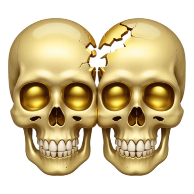 broken gold skull split in half sticker