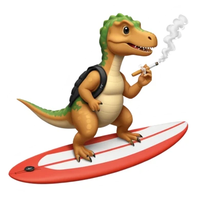 dinosual smokig a ciggerett while surfing wearing canada goose  sticker