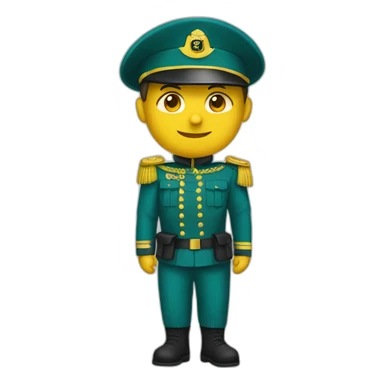militar with a yellow helmet and teal clothes sticker