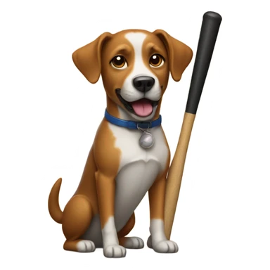 Dog with a baseball bat sticker