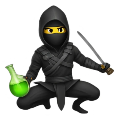 a black ninja making a potion sticker