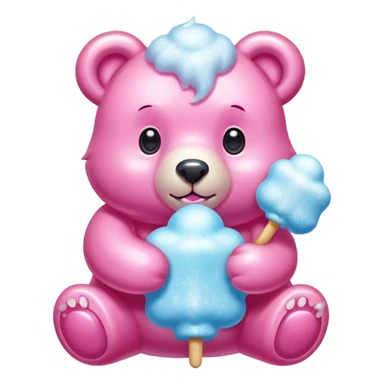 Bear-shaped glossy cotton candy with shiny, glazed appearance and glistening sugar crystals sticker