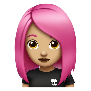 Emo girl with black and hot pink shoulder length hair sticker