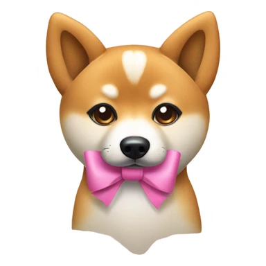 cute shiba dog with pink bow next to left ear  sticker