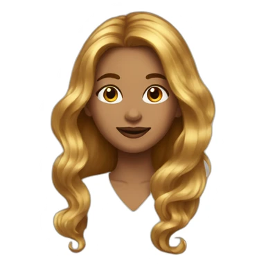 Woman high cheek light braun gold long voluminous hair sticker