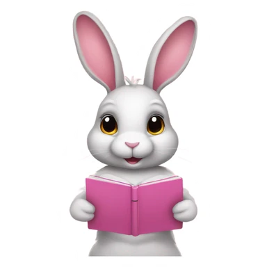 Bunny with pink bow and pink notebook sticker