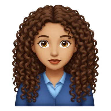 woman light brown skin long dark curly hair sticker
