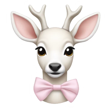 White doe with light pink bow around head and lace around neck  sticker