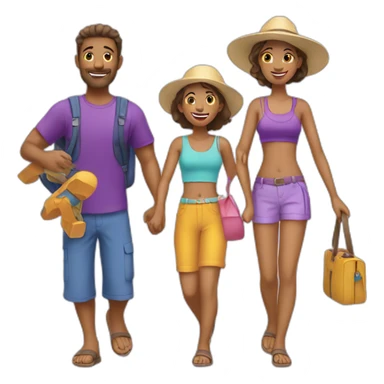 family vacation purple icon sticker