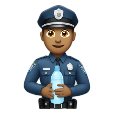 Policeman holding a water bottle sticker