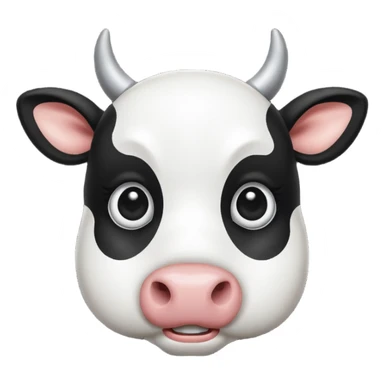 simple cow face, very simple dot eyes sticker