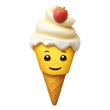 yellow emoji smiling with icecream sticker