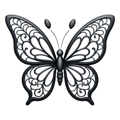 Black and silver filigree butterfly divider, 3D, extremely detailed design sticker