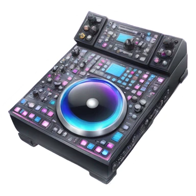 Realistic isolated DJ Sound control board with pink,blue,and purple sparkling diamonds and rhinestones on it. sticker