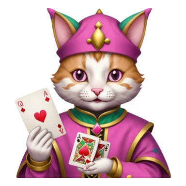 court jester cat medieval, poker cards, pink, mac os icon sticker