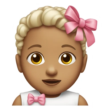 white baby wearing a pink bow sticker