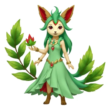 Vulpine-Amaura-Leafeon-Fakémon-Digimon-fusion (full body) sticker