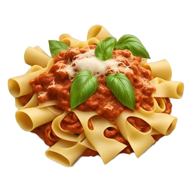 Plate of pappardelle topped with Bolognese sauce, cheese and basil  sticker
