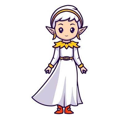 elegant female elf with feminine features, beautiful dress, graceful posture sticker