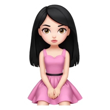 a pretty bratz fair girl with black hair sitting bored sticker