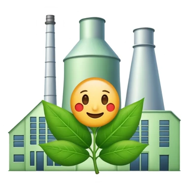 factory with a green leaf for eco-friendly, emoji style sticker
