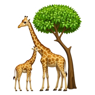 giraffe eating leaves from a tree sticker