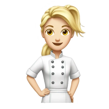 middleage chef blond ponytail with hazel eyes and white skin sticker