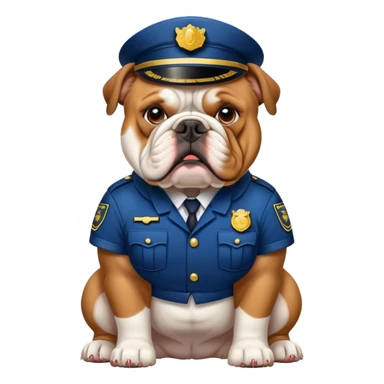 english bulldog in a security uniform sticker