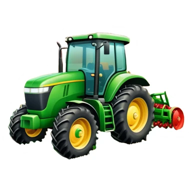 An icon featuring a large farming tractor in the middle of a lush field, with crops ready for harvest. The design includes farming tools, a barn in the distance, and a vibrant landscape, symbolizing the immersive world of agricultural simulation. Transparent background. sticker