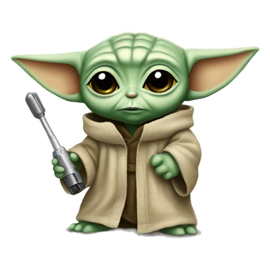 baby yoda with a screwdriver sticker