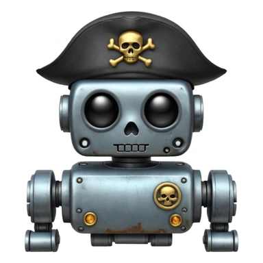 Make a one eye pirate robot with a x skull in its hat sticker
