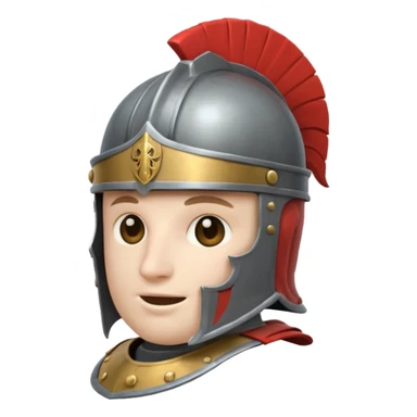 round emoji head with roman empire gray knight helmet sticker