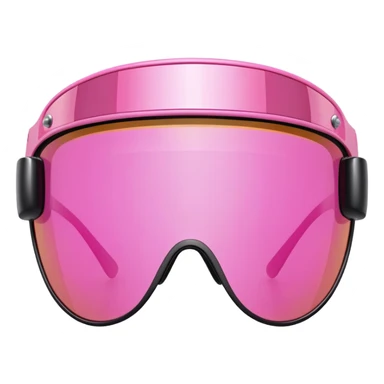 futuristic pink shield visor sunglasses, one-piece lens, Y2K style sticker