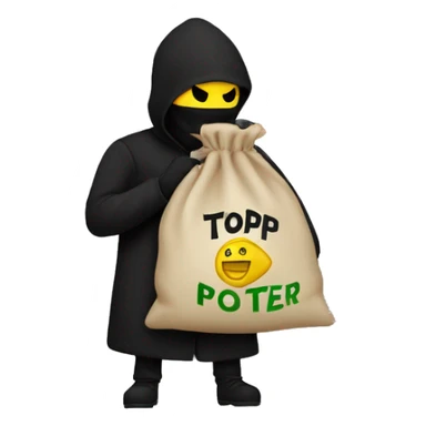 Thief stealing money bag with the word “Toptier” embroidered on it sticker