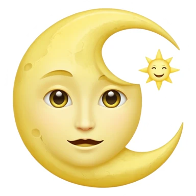 New moon with face sticker
