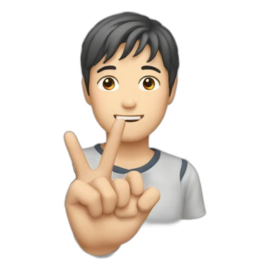 Japanese guy making two with fingers sticker
