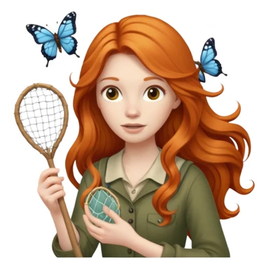 ginger lon haired woman butterfly catcher sticker