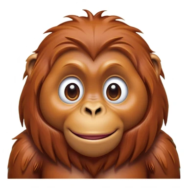 Cinematic Cute Orangutan Portrait Emoji, Head tilted playfully and inquisitively, with a gentle, expressive face accented by soft, flowing fur and round, sparkling eyes brimming with warmth, Simplified yet irresistibly adorable features, highly detailed, glowing with a warm, friendly glow, high shine, affectionate and lively, stylized with a touch of jungle whimsy, bright and endearing, soft glowing outline, capturing the essence of a mischievous yet loving orangutan that seems as if it could swing out of the screen into your arms! sticker