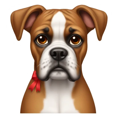 Boxer dog with a red bow on her neck and no bow on her head sticker